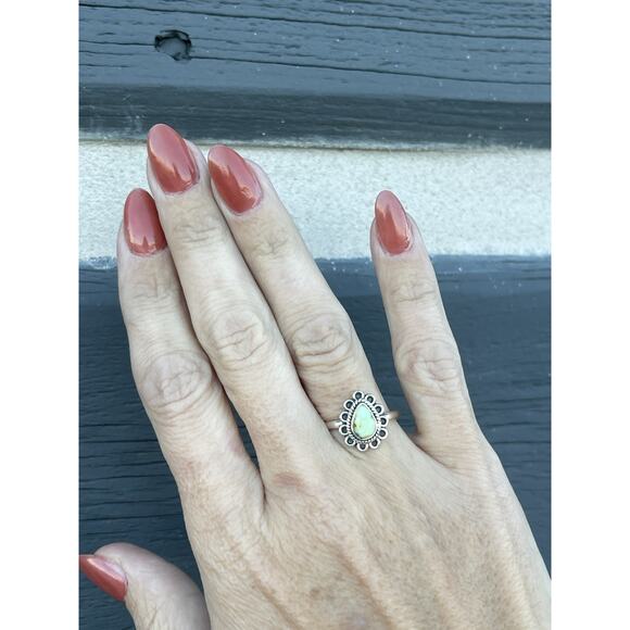 Palomino Turquoise Sterling Silver Ring Sz 7.5 Southwestern Teardrop Floral - Picture 3 of 6